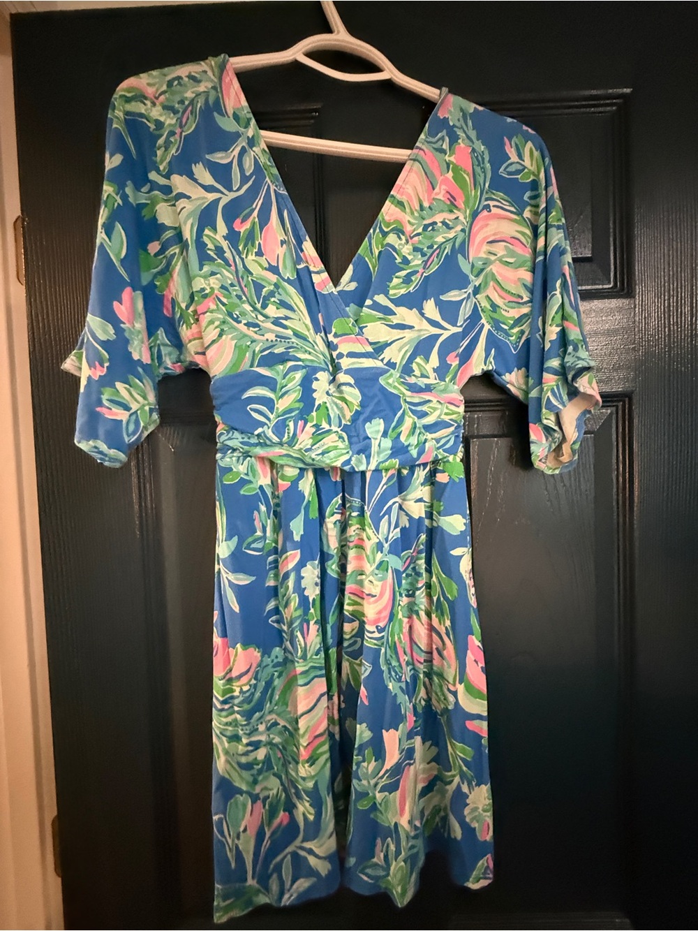 Lilly Pulitzer Blue Tropical Floral Kimono Sleeve Romper XXS